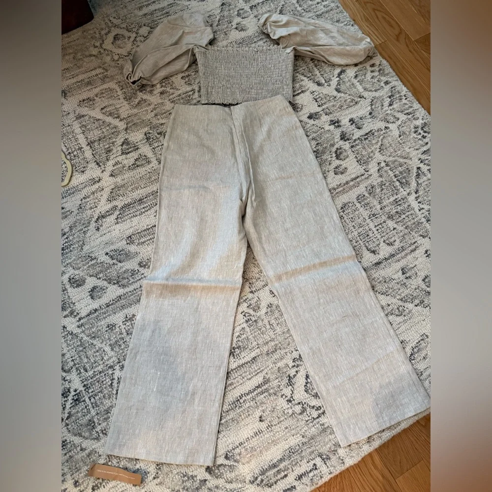Reformation | Scarlett Linen Cream Two Piece Set | Oatmeal | 2